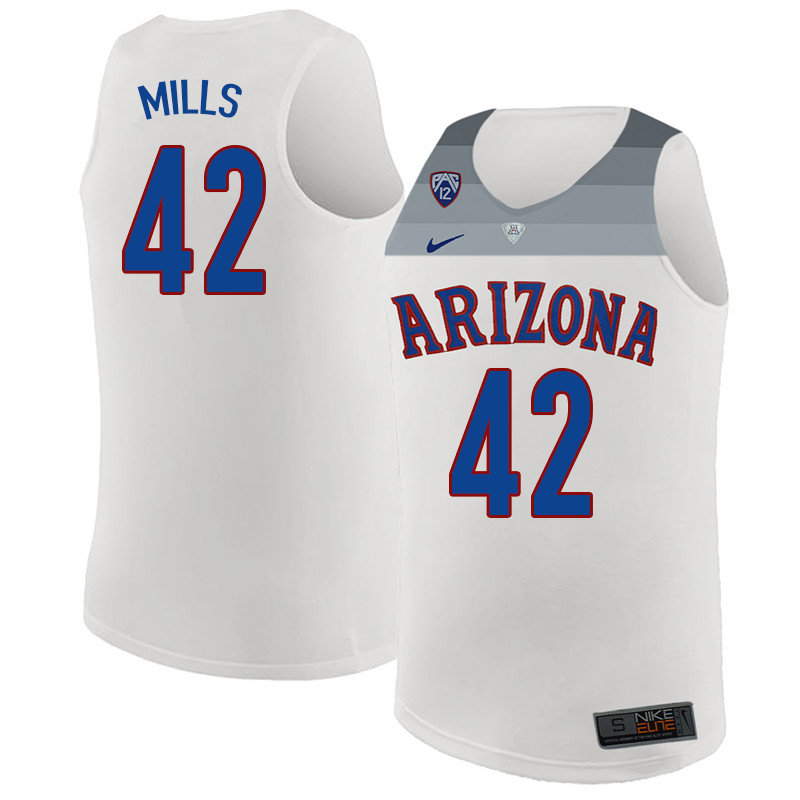 2018 Men #42 Chris Mills Arizona Wildcats College Basketball Jerseys Sale-White